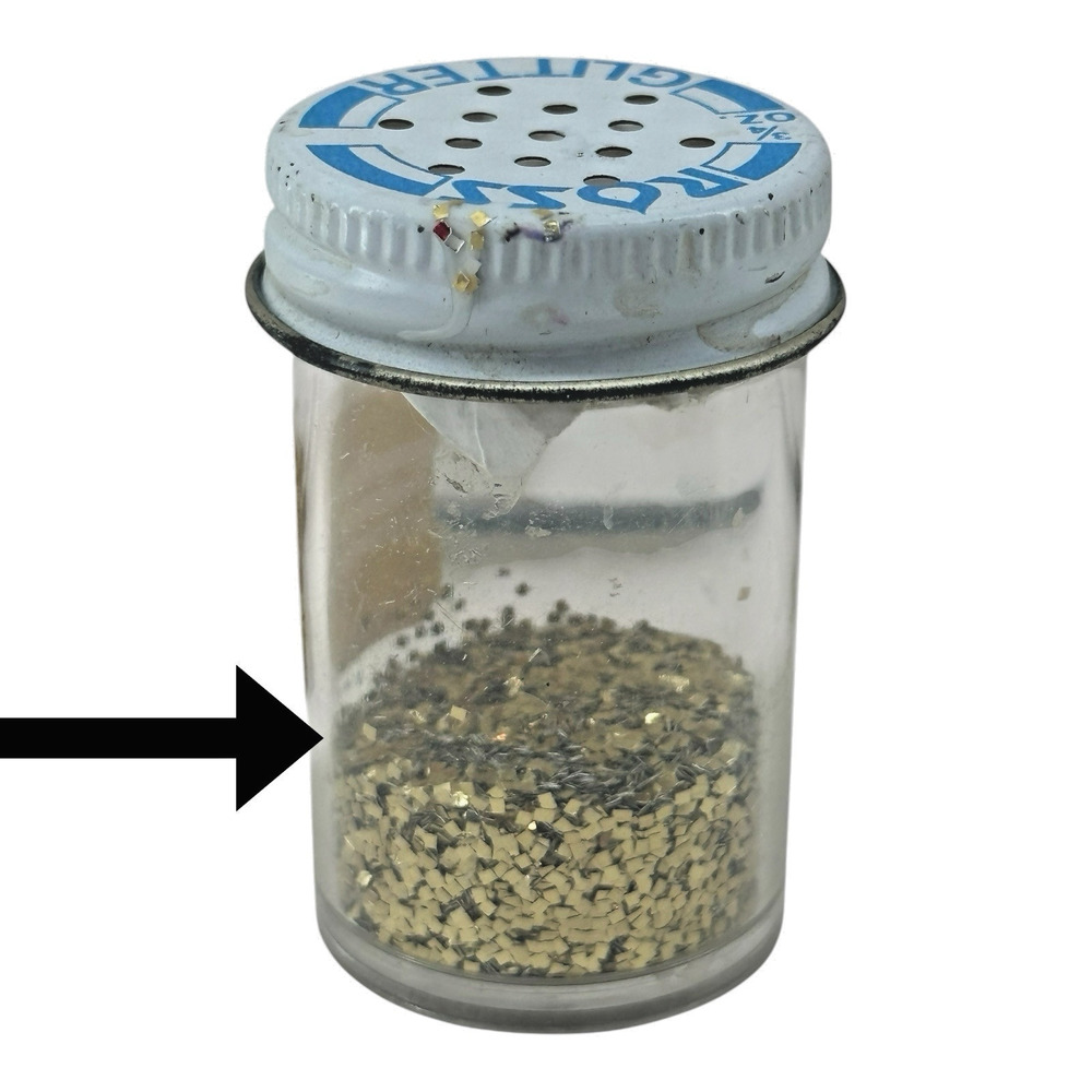 Ross‎ Chemical Co. Chunky Glitter GOLD 3/4 oz. Partial Vial ~25% Full Vintage